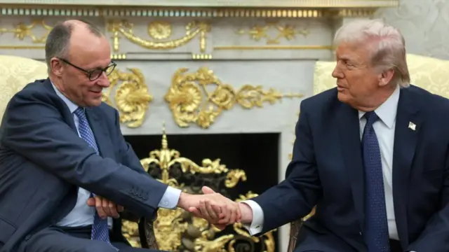 U.S. President Trump and German Chancellor Merz meet at the White House in Washington