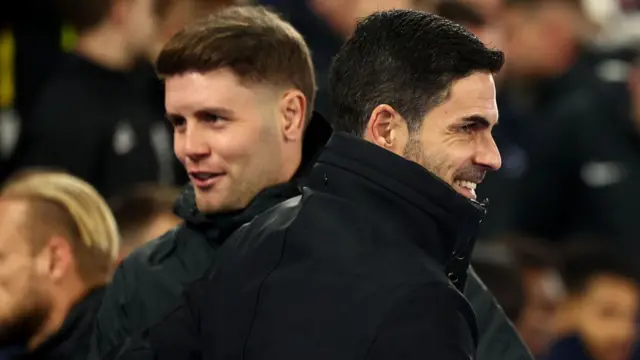 Arsenal Manager Mikel Arteta with Brighton & Hove Albion manager Fabian Hurzeler