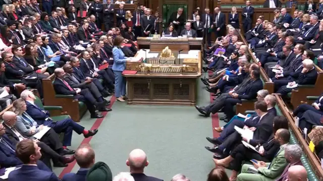 Chancellor Rachel Reeves addressing House of Commons with her Spring Statement. The benches are packed with MPs