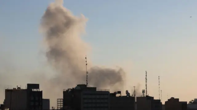 Smoke rises after an airstrike in central Tehran, Iran, 03 March 2026.