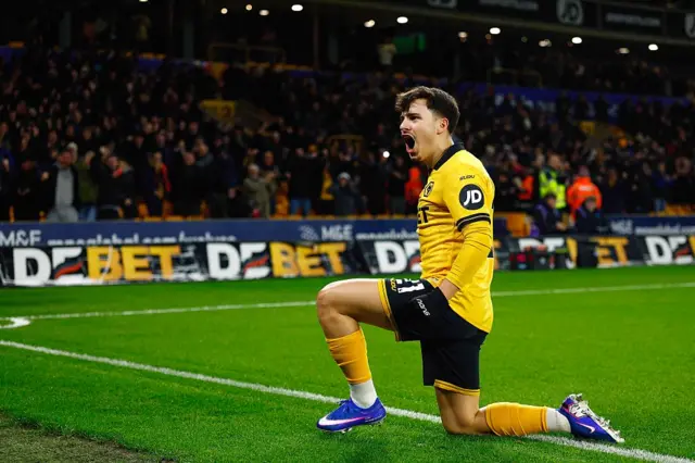 Rodrigo Gomes of Wolverhampton Wanderers celebrates