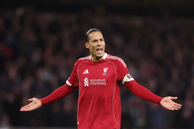 Virgil van Dijk of Liverpool during the Premier League match between Wolverhampton Wanderers and Liverpool at Molineux on March 03, 2026 in Wolverhampton, England.