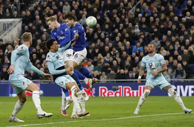 Everton's James Tarkowski scores their first goal