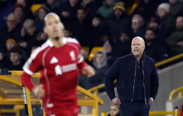Liverpool manager Arne Slot reacts