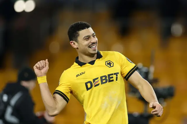 Andre of Wolverhampton Wanderers celebrates after the team's victory