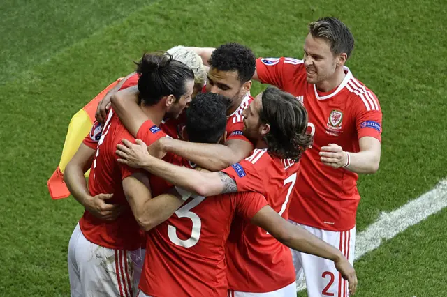 Wales players celebrate