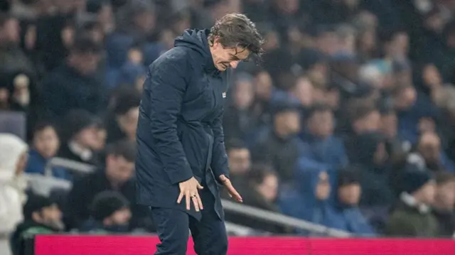 Thomas Frank looking dejected on the sideline