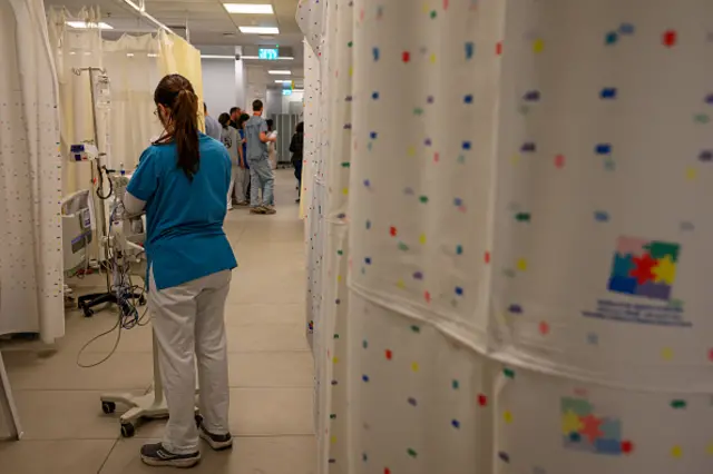 A nurse checks equipment at Clalit’s Schneider Children's Medical Center underground hospital