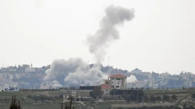 Smoke seen rising after an Israeli strike in Southern Lebanon, amid escalating hostilities between Israel and Hezbollah