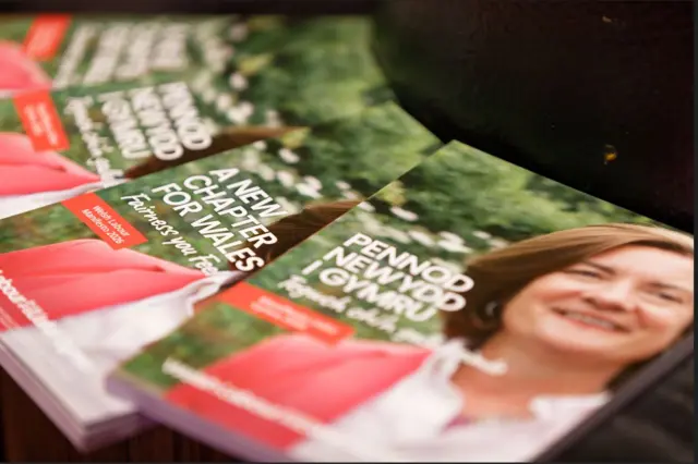 Labour manifesto copy with a picture of Eluned Morgan on the front.