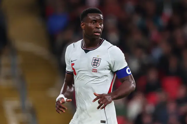 Marc Guehi of England during the international friendly match between England and Japan at Wembley Stadium on March 31, 2026 in London, England.