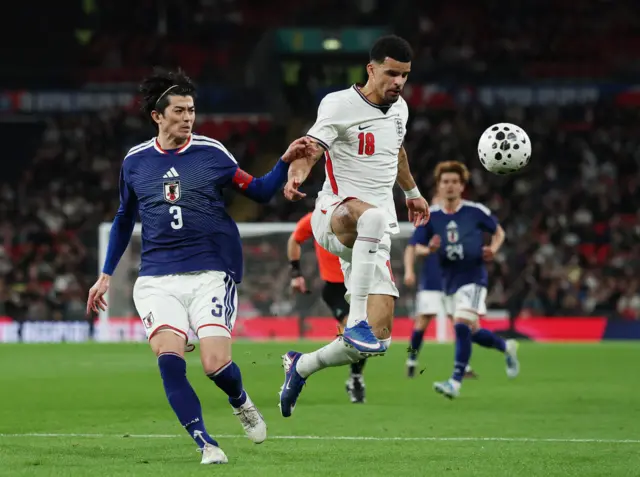 England's Dominic Solanke in action