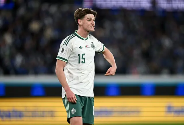Justin Devenny in action for Northern Ireland