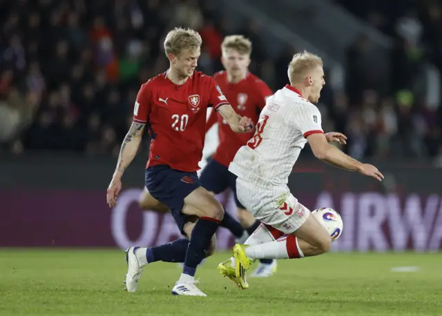 Players during Czech Republic v Denmark
