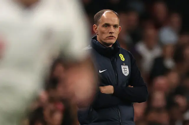 England's German head coach Thomas Tuchel looks on during the friendly international football match between England and Japan at Wembley Stadium in London on March 31, 2026.