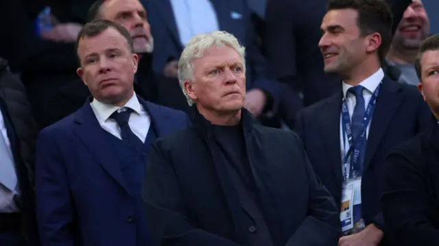 Everton manager David Moyes watches on