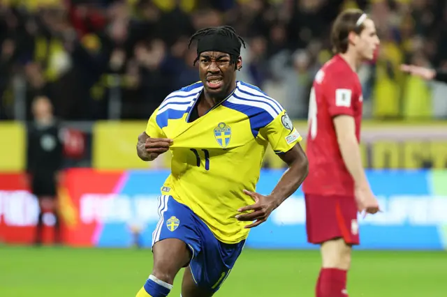 Anthony Elanga celebrates