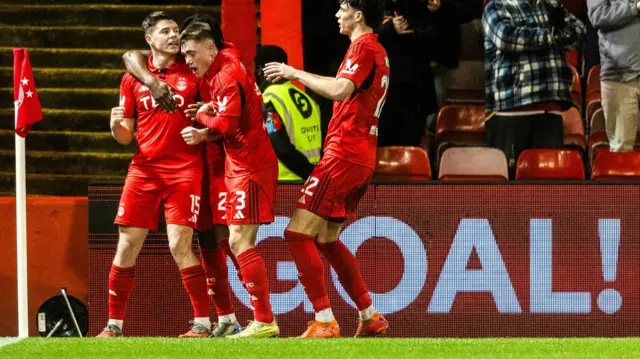 Aberdeen's Kevin Nisbet celebrates after scoring to make it 1-1