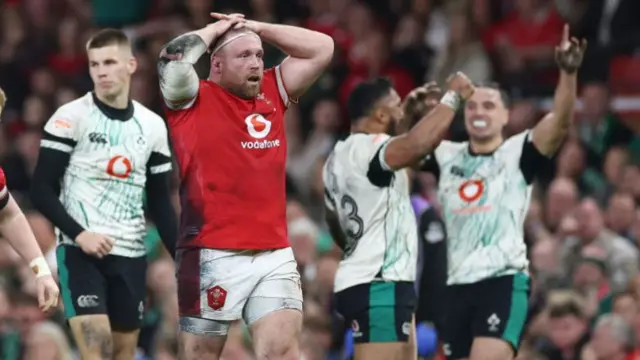 Ireland players celebrate victory in Cardiff last year