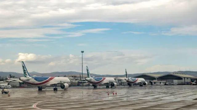 Planes on the tarmac at Cyprus' Larnaca International Airport on November 17, 2024