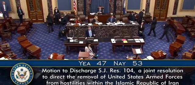 Screenshot of vote tally - Yea 47 and Nay 53