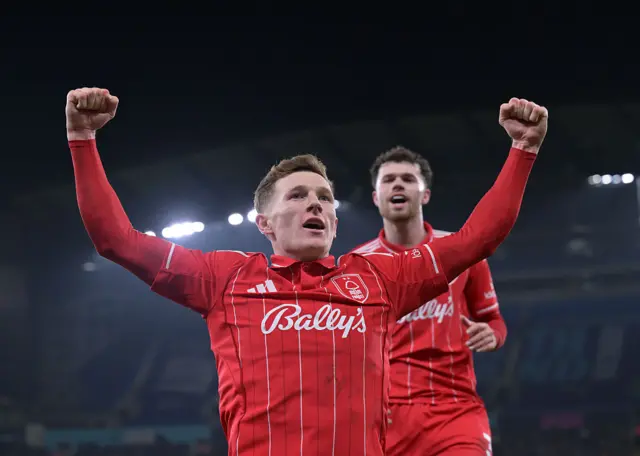 Elliot Anderson of Nottingham Forest celebrates