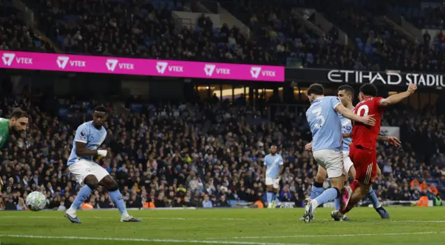 Nottingham Forest's Morgan Gibbs-White scores their first goal