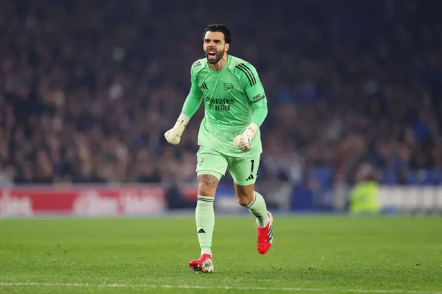 David Raya of Arsenal celebrates