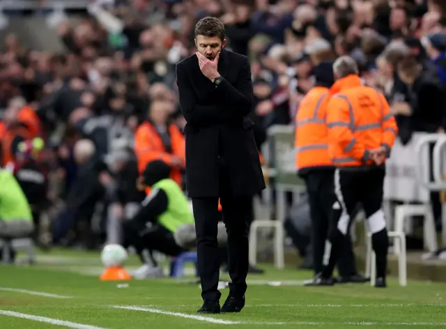 Michael Carrick, Manager of Manchester United, looks dejected after William Osula of Newcastle United (not pictured) scores his team's second goa