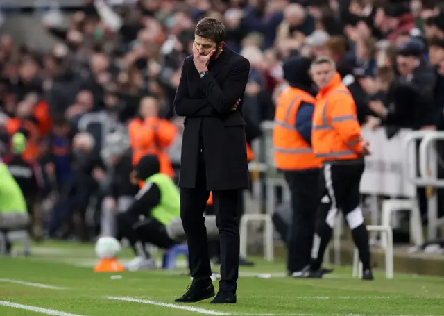 Michael Carrick, Manager of Manchester United, looks dejected