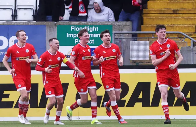 Shaun Leppard celebrates his goal against Linfield