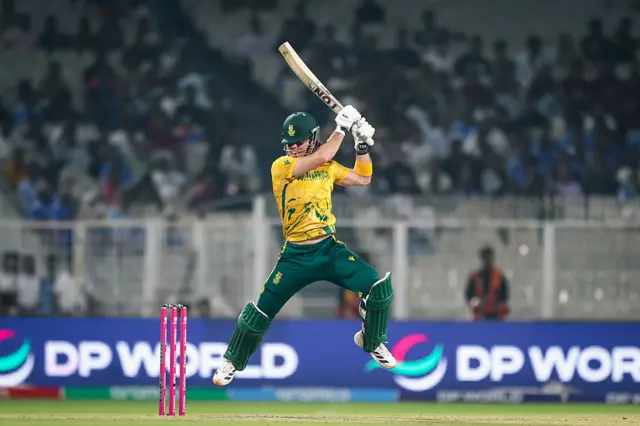 Dewald Brevis of South Africa bats