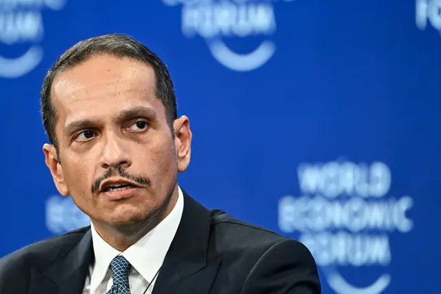 close-up of Sheikh Mohammed bin Abdulrahman al-Thani speaking at an event