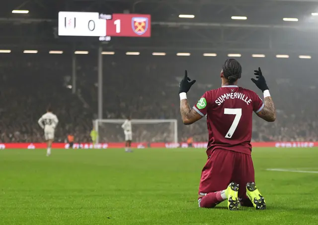 Summerville celebrates scoring for West Ham