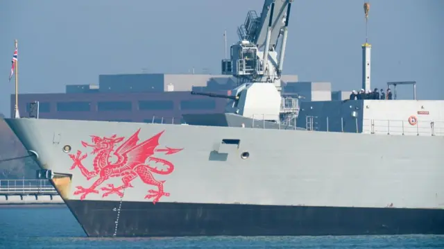 Equipment being brought on board HMS Dragon in Portsmouth on Wednesday