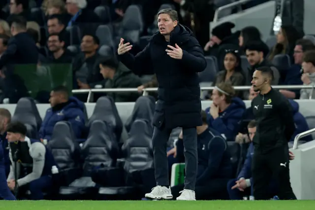 Oliver Glasner, Manager of Crystal Palace reacts on the side line