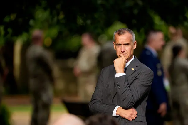 Corey Lewandowski arrives for a September 11th observance event in the courtyard of the Pentagon September 11, 2025 in Arlington, Virginia.