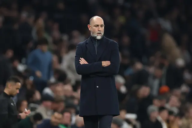 : Igor Tudor, Manager of Tottenham Hotspur looks on