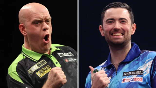 Michael van Gerwen and Luke Humphries split image