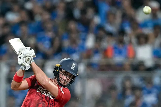 England's Jacob Bethell plays a shot during the 2026 ICC Men's T20 Cricket World Cup semi-final match between India and England