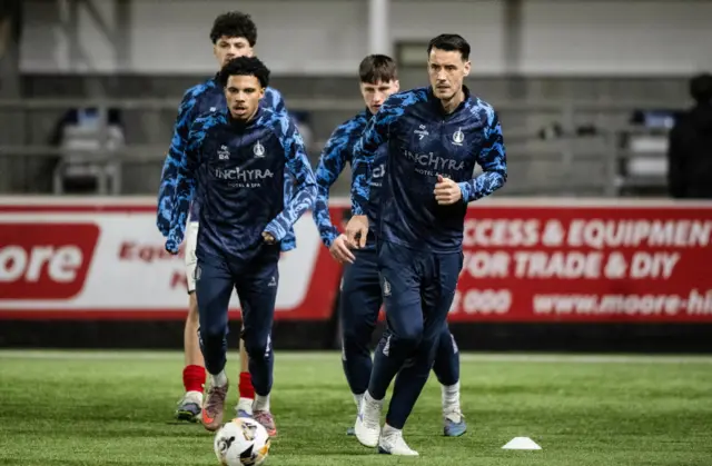 Falkirk's Brian Graham warming up
