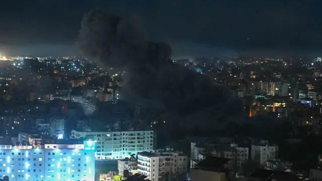Smoke rises from the site of an Israeli airstrike that targeted Beirut's southern suburbs Al-Jamous neighbourhood on March 6, 2026.