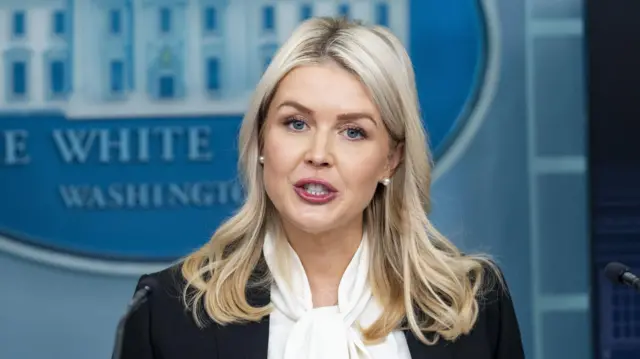 White House Press Secretary Karoline Leavitt responds to a question from the news media during the daily briefing at the White House in Washington, DC, USA, 04 March 2026.
