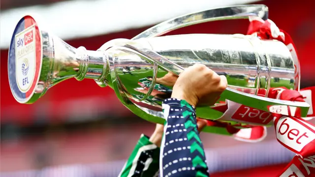 Championship play-off final trophy is lifted