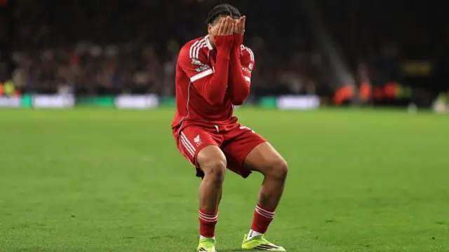 Rio Ngumoha of Liverpool reacts