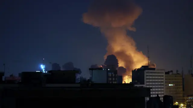 Tehran with smoke rising