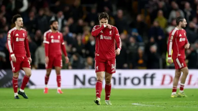 Federico Chiesa of Liverpool looks dejected after Andre of Wolverhampton Wanderers (not pictured) scores