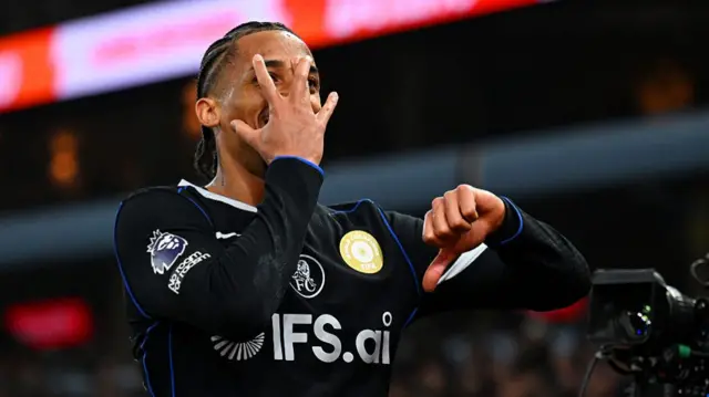 Joao Pedro celebrates after scoring against Aston Villa
