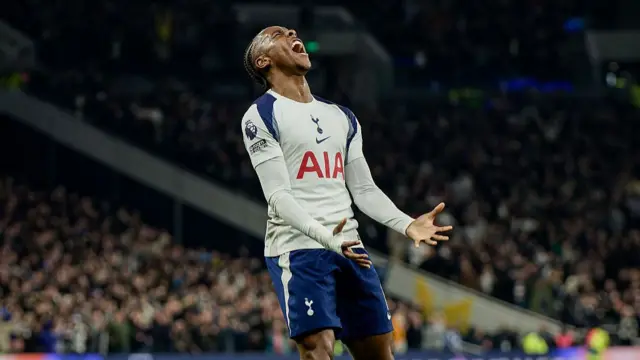 Mathys Tel shows frustration during Tottenham's game against Crystal Palace