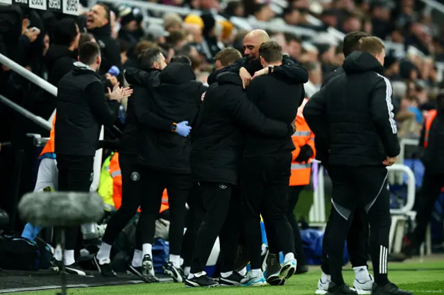 Pep Guardiola celebrates